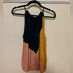 Colorblock Sleeveless Silk Blouse from LOFT